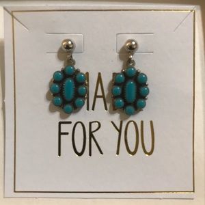 Vintage Zuni Turquoise & Sterling Earrings